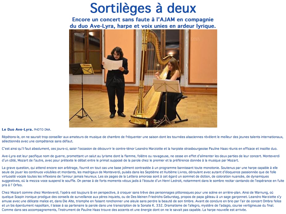 Article Pauline Haas Leandro Marziotte Avec Lyra