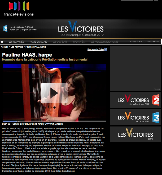 Article Pauline Haas Victoires Musique Classique 2012